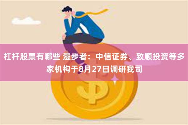 杠杆股票有哪些 漫步者：中信证券、致顺投资等多家机构于8月27日调研我司